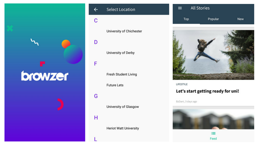 a screenshot of the browzer app