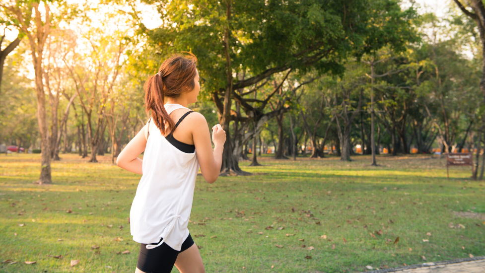 a person running in a park