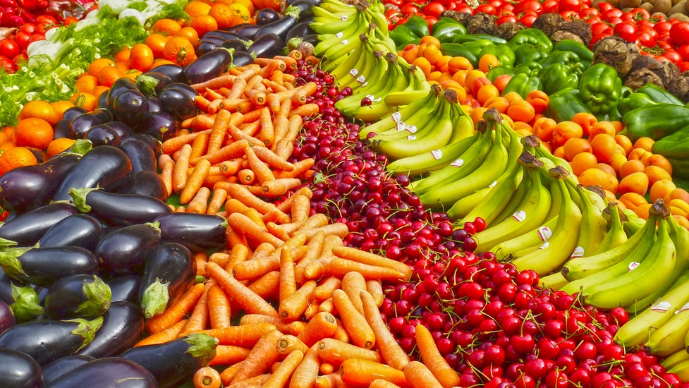 a variety of fruits and vegetables