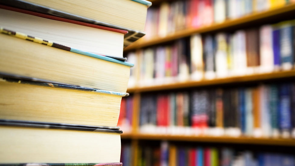 a book shelf filled with books