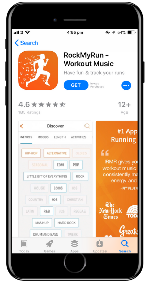 a screenshot of the RockMyRun app on a cell phone