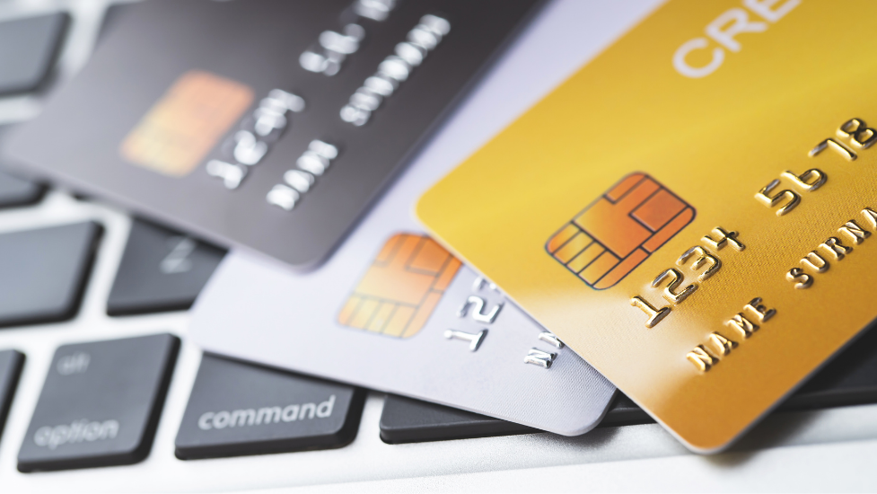 a close up of credit cards