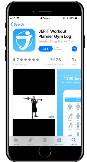 a screenshot of the Jefit app on a cell phone