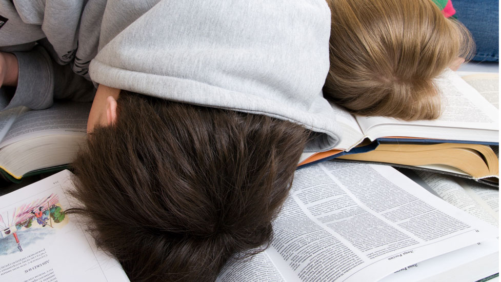 a person with their head on the desk