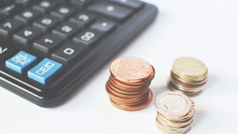 a calculator and money