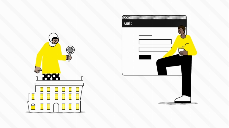 Illustration of students using accommodation portal