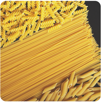 a close up of some different shaped pasta