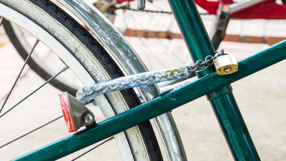 a close up of a bike lock