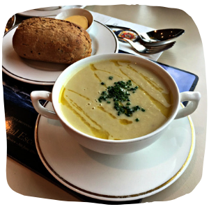 a bowl filled with soup