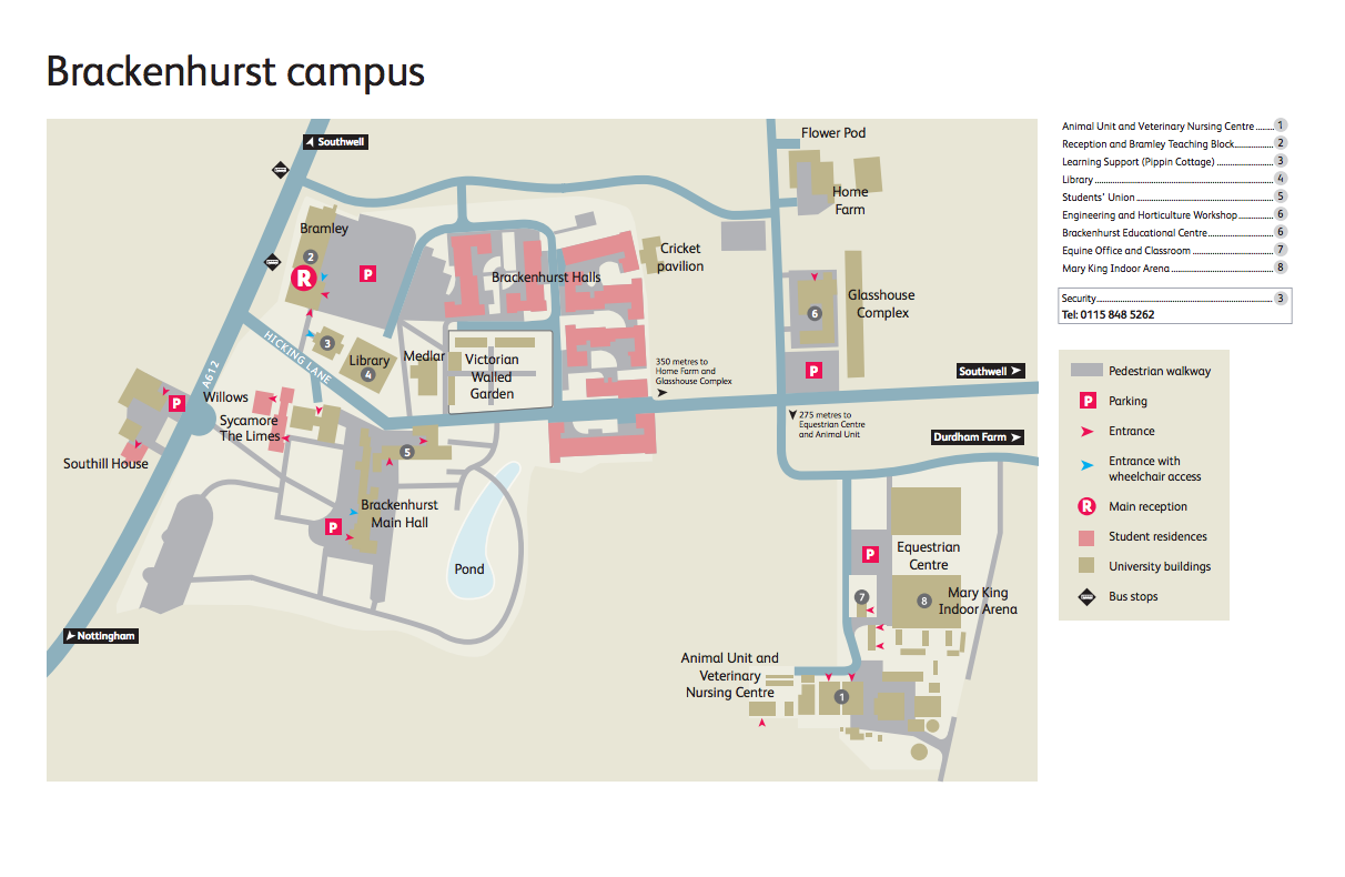 Nottingham Trent University Map Nottingham Trent University :: Brackenhurst / Your Campus
