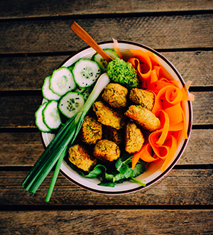 a bowl of food on a table